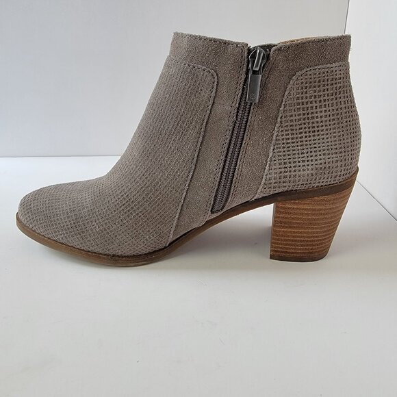 Lucky Brand Ponic Gray Suede Leather Boho Round Toe Ankle Booties, Size 10M - Picture 7 of 14